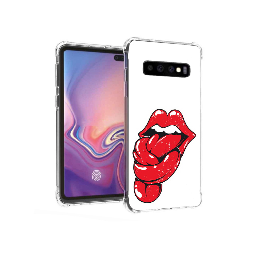 

Чехол MyPads Tocco для Samsung Galaxy S10+ яркие губы с языком (PT125670.500.705), Прозрачный, Tocco