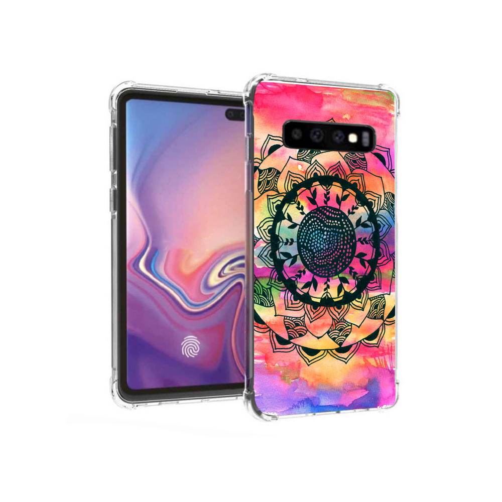 

Чехол MyPads Tocco для Samsung Galaxy S10+ яркая абстракция круглый цветок, Прозрачный, Tocco