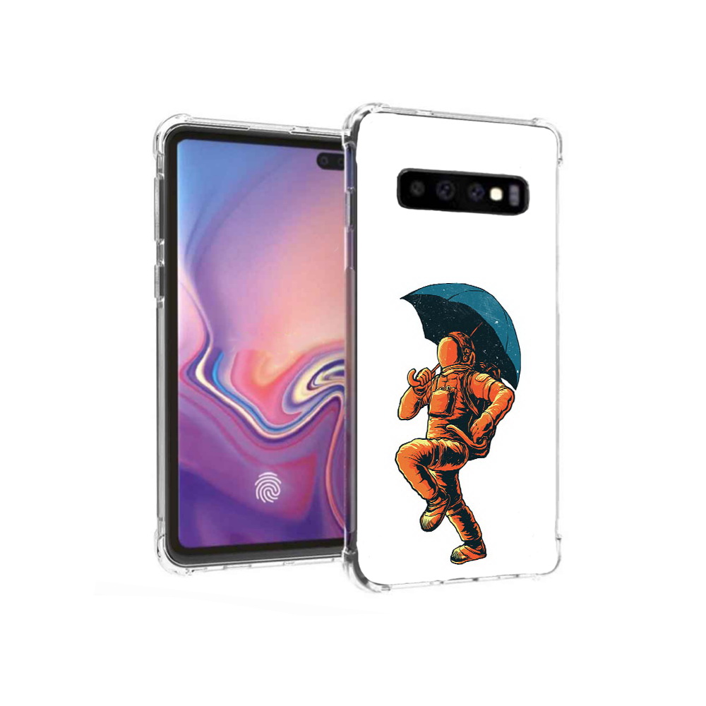 

Чехол MyPads Tocco для Samsung Galaxy S10+ шагающий космонавт с зонтом (PT125670.500.695), Прозрачный, Tocco