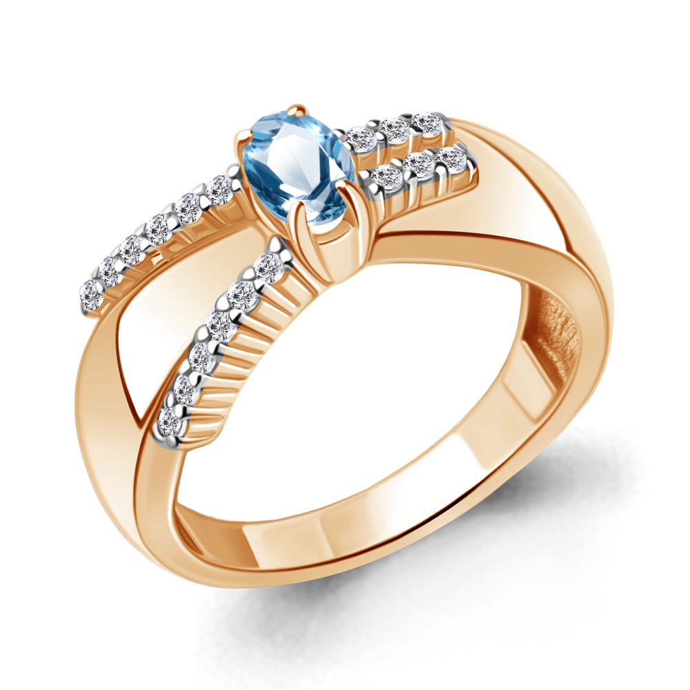 

Кольцо из серебра с топазом\фианитом Aquamarine Aquamarine 6967705А_925_з р, 6967705А_925_з