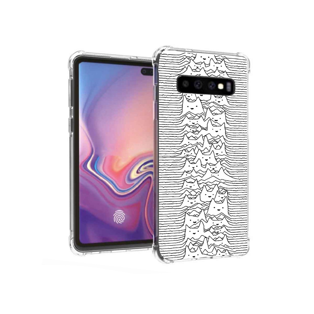 

Чехол MyPads Tocco для Samsung Galaxy S10+ черно белые коты 3D (PT125670.500.682), Прозрачный, Tocco