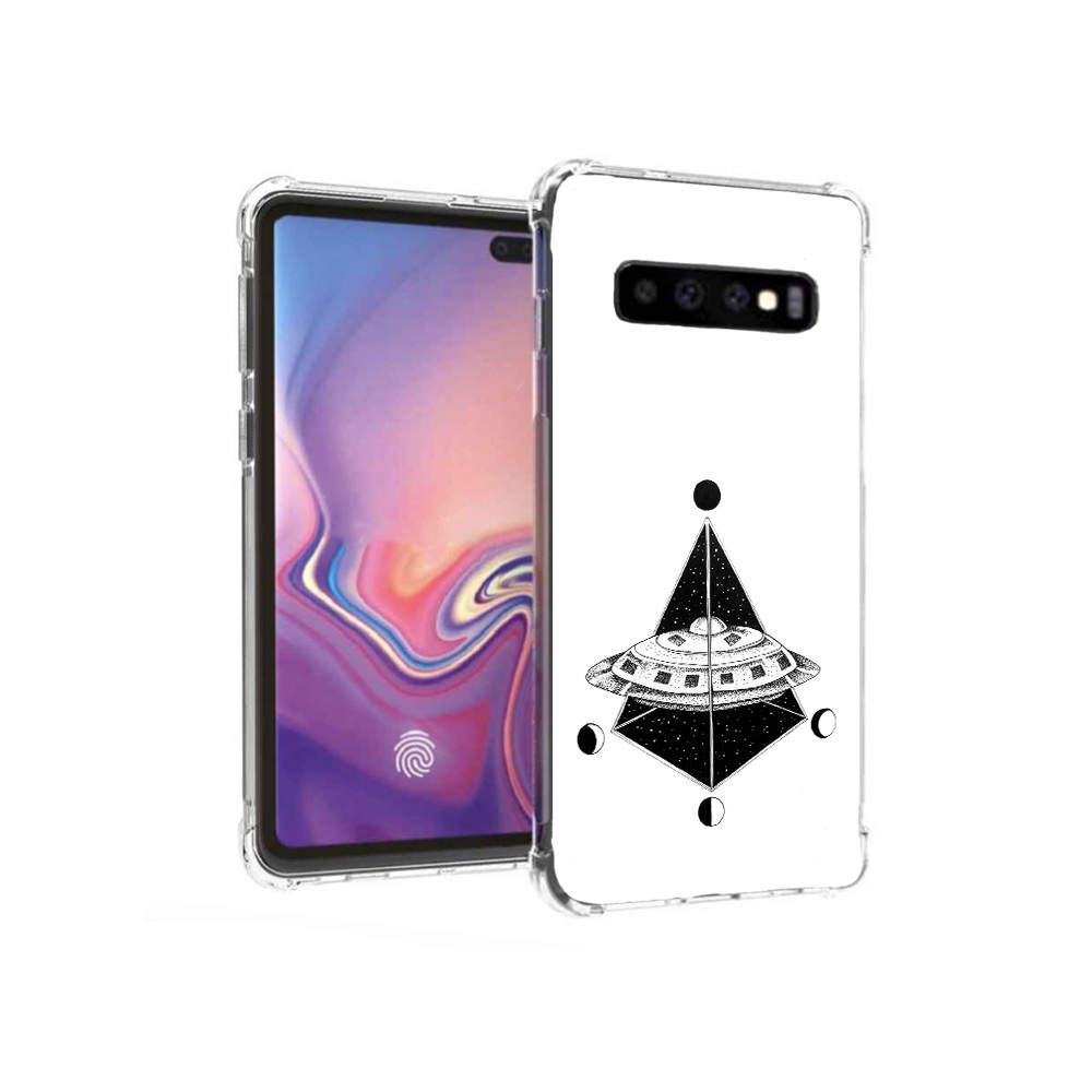 

Чехол MyPads Tocco для Samsung Galaxy S10+ черно белая летающая тарелка (PT125670.500.679), Прозрачный, Tocco