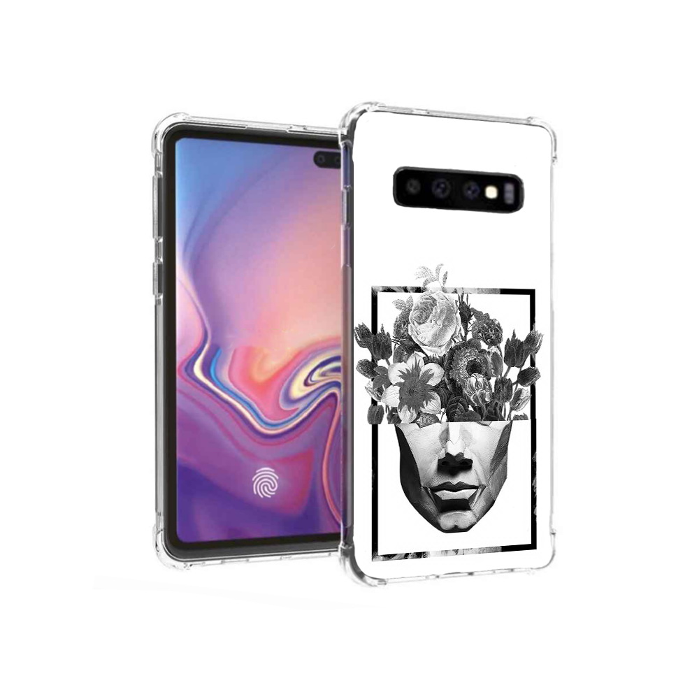 

Чехол MyPads Tocco для Samsung Galaxy S10+ черно белая ваза в абстракции, Прозрачный, Tocco