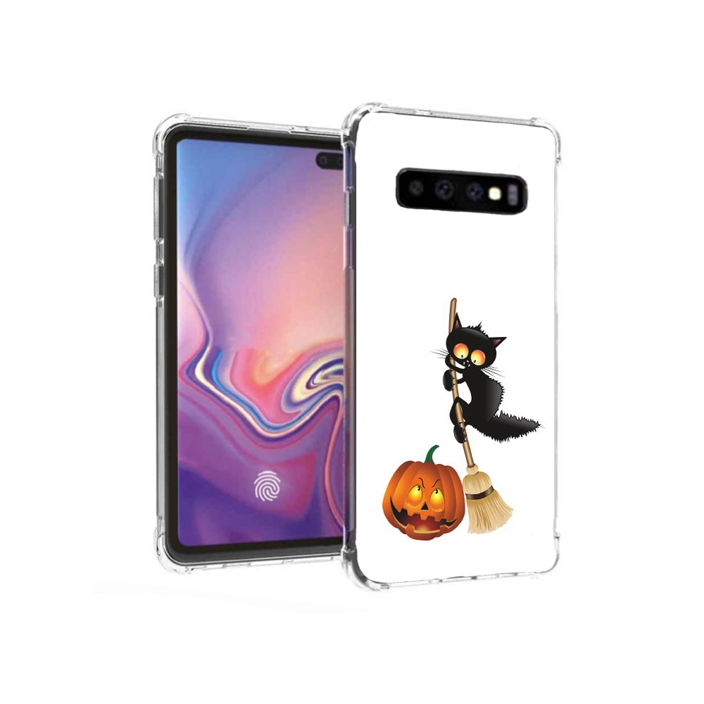 

Чехол MyPads Tocco для Samsung Galaxy S10+ хэлуинский котик (PT125670.500.667), Прозрачный, Tocco