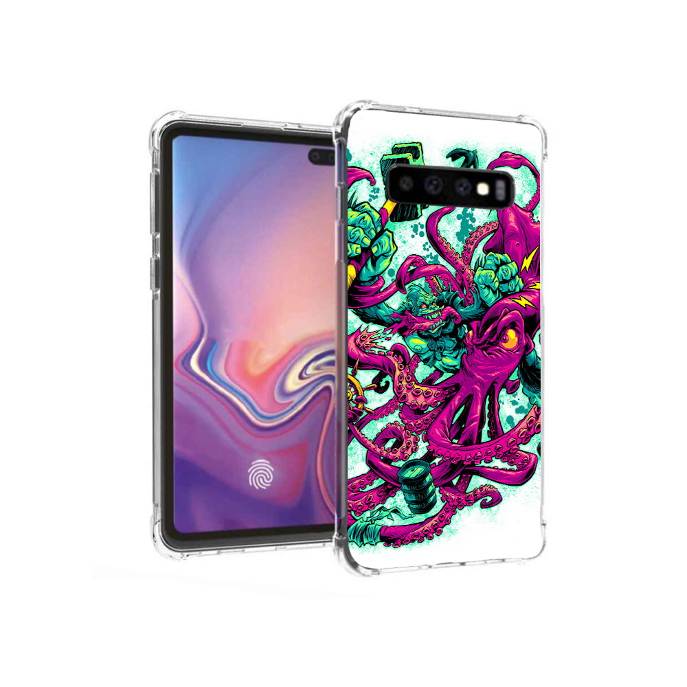 Чехол MyPads Tocco для Samsung Galaxy S10+ фиолетовый кракен (PT125670.500.657)