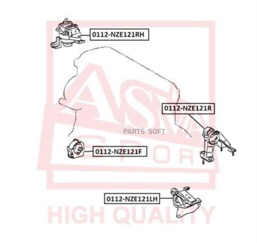 

ASVA '0112NZE121F Опора двиг.пер.TOYOTA COROLLA CE120/NZE12#/ZZE12# 2000-2008 1шт