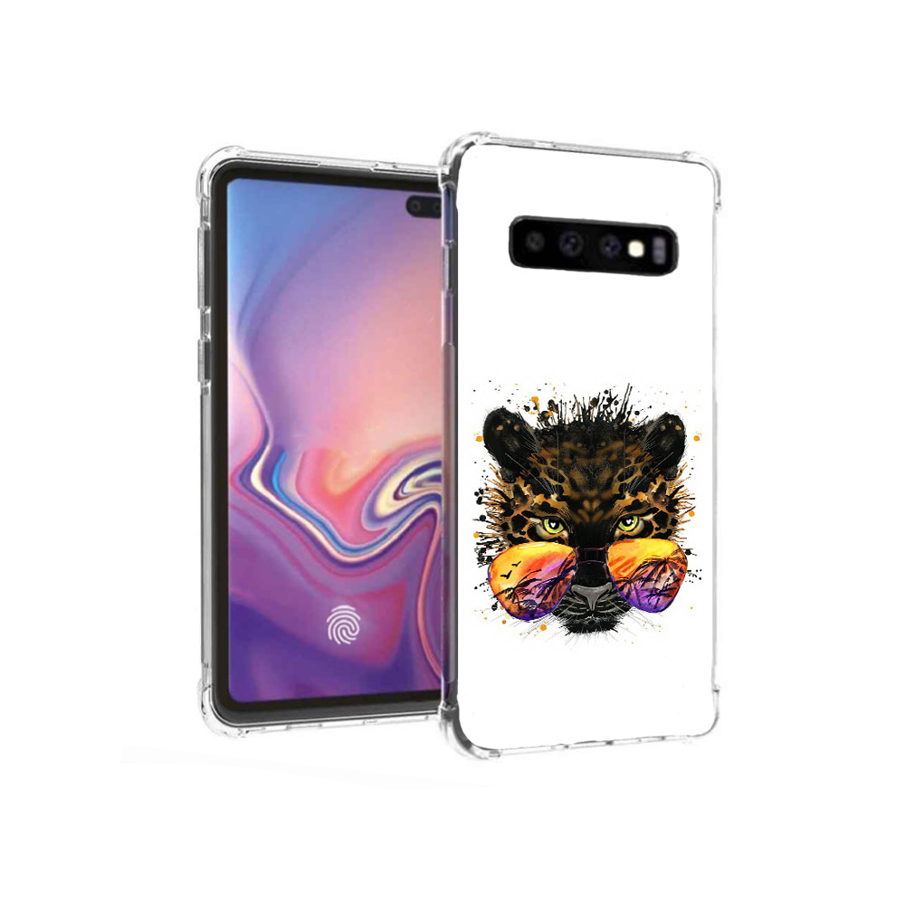 

Чехол MyPads Tocco для Samsung Galaxy S10+ тропический леопард (PT125670.500.649), Прозрачный, Tocco