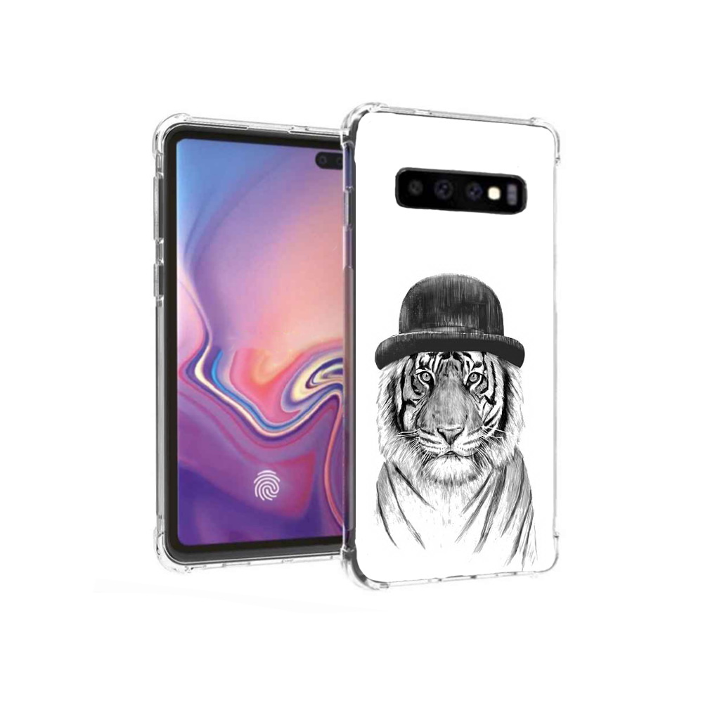 

Чехол MyPads Tocco для Samsung Galaxy S10+ тигр британец (PT125670.500.641), Прозрачный, Tocco