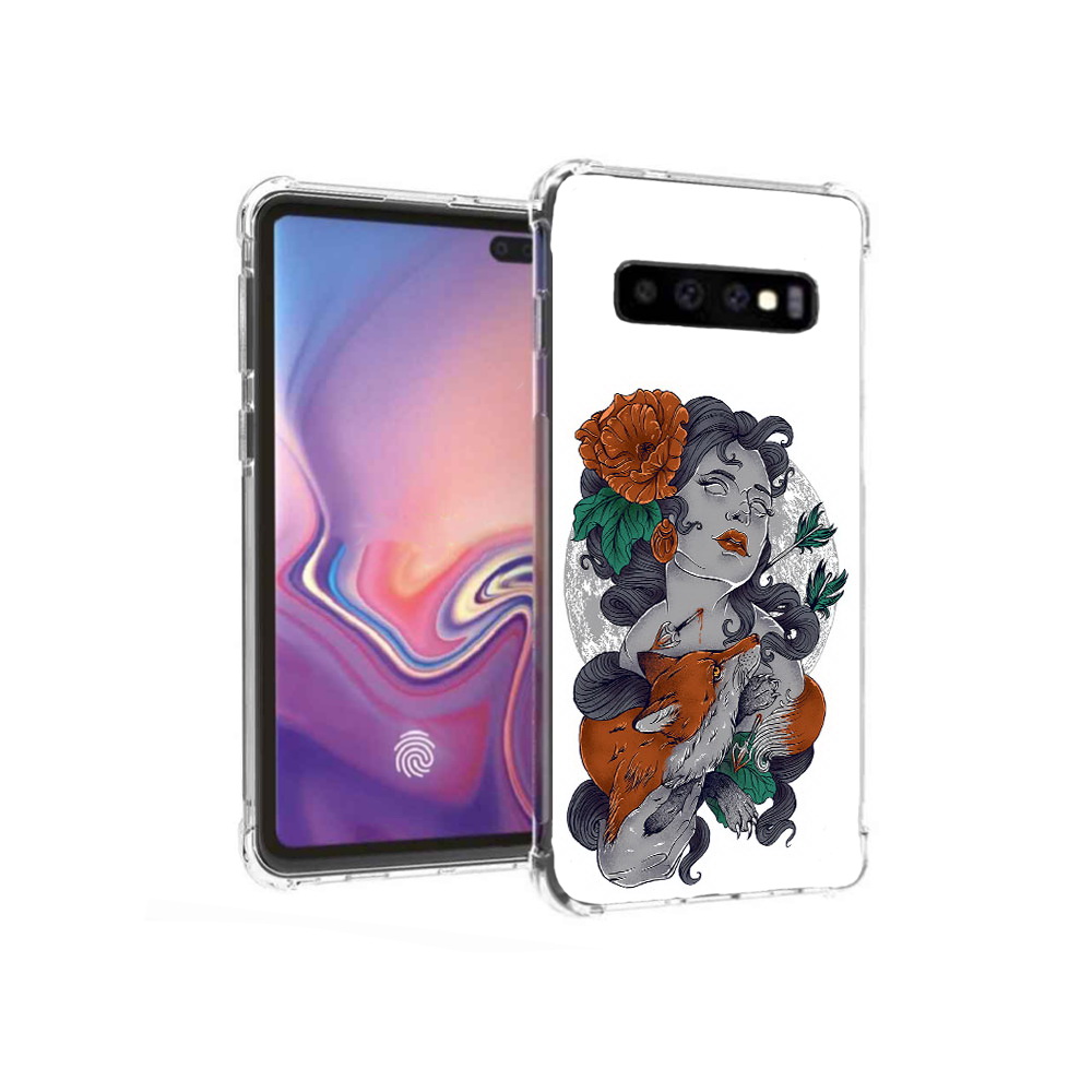 

Чехол MyPads Tocco для Samsung Galaxy S10+ темная девушка с лисой (PT125670.500.639), Прозрачный, Tocco