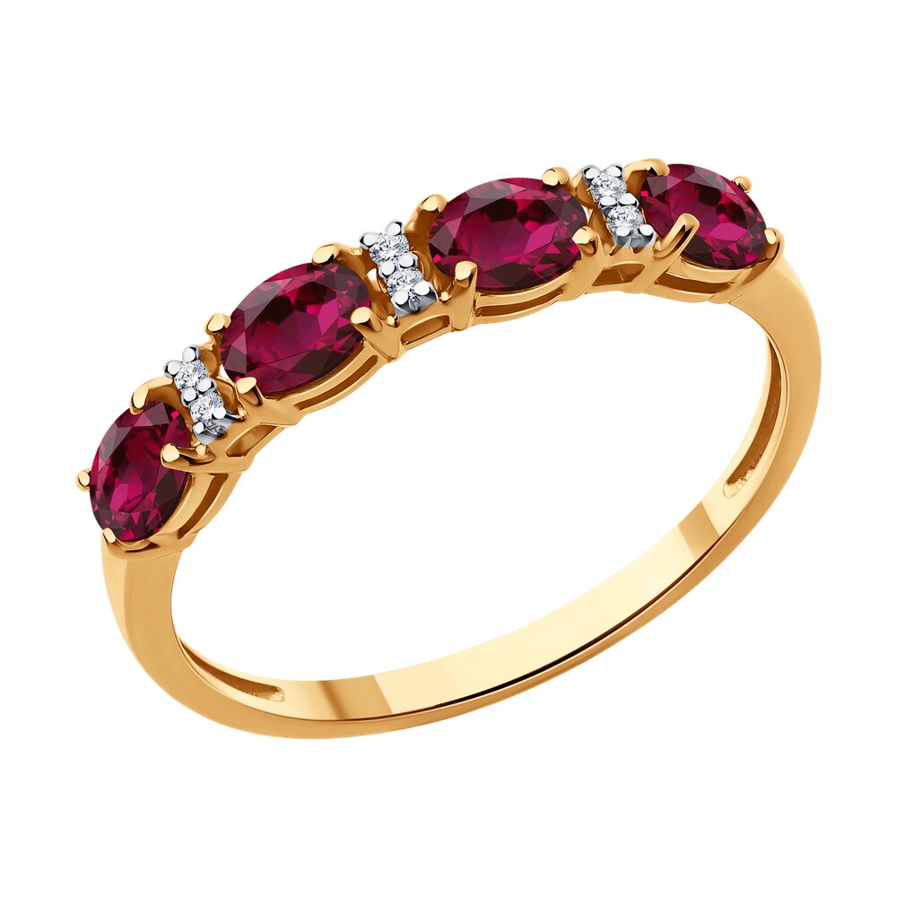 

Кольцо из красного золота р. 17,5 Diamant 51-210-02157-2, бриллиант/рубин, 51-210-02157-2