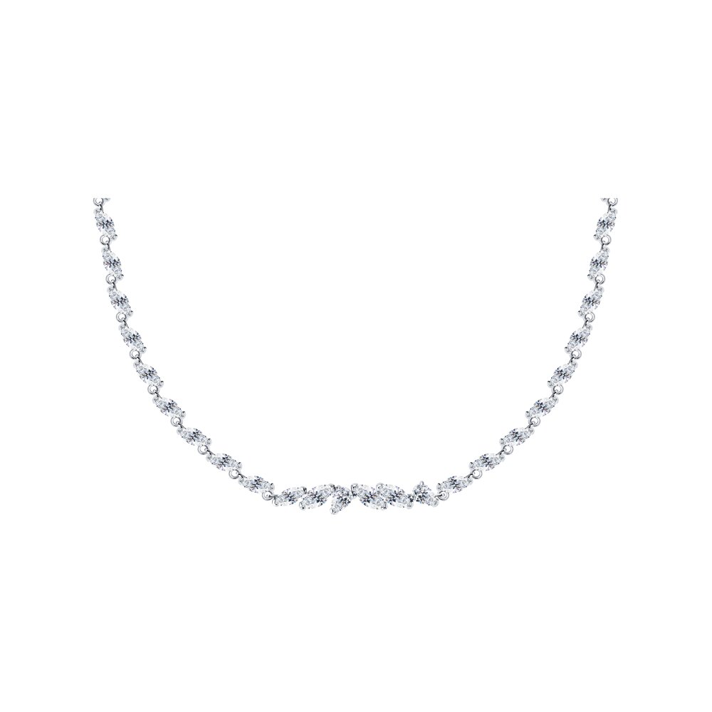 

Колье из серебра 35 см SOKOLOV 94070972, фианит, 94070972