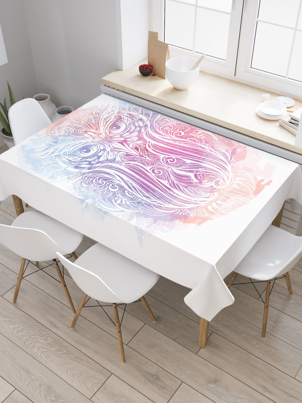 

Скатерть прямоугольная JoyArty "Иллюстрация совы" из сатена, 120x145 см, Розовый, Иллюстрация совы