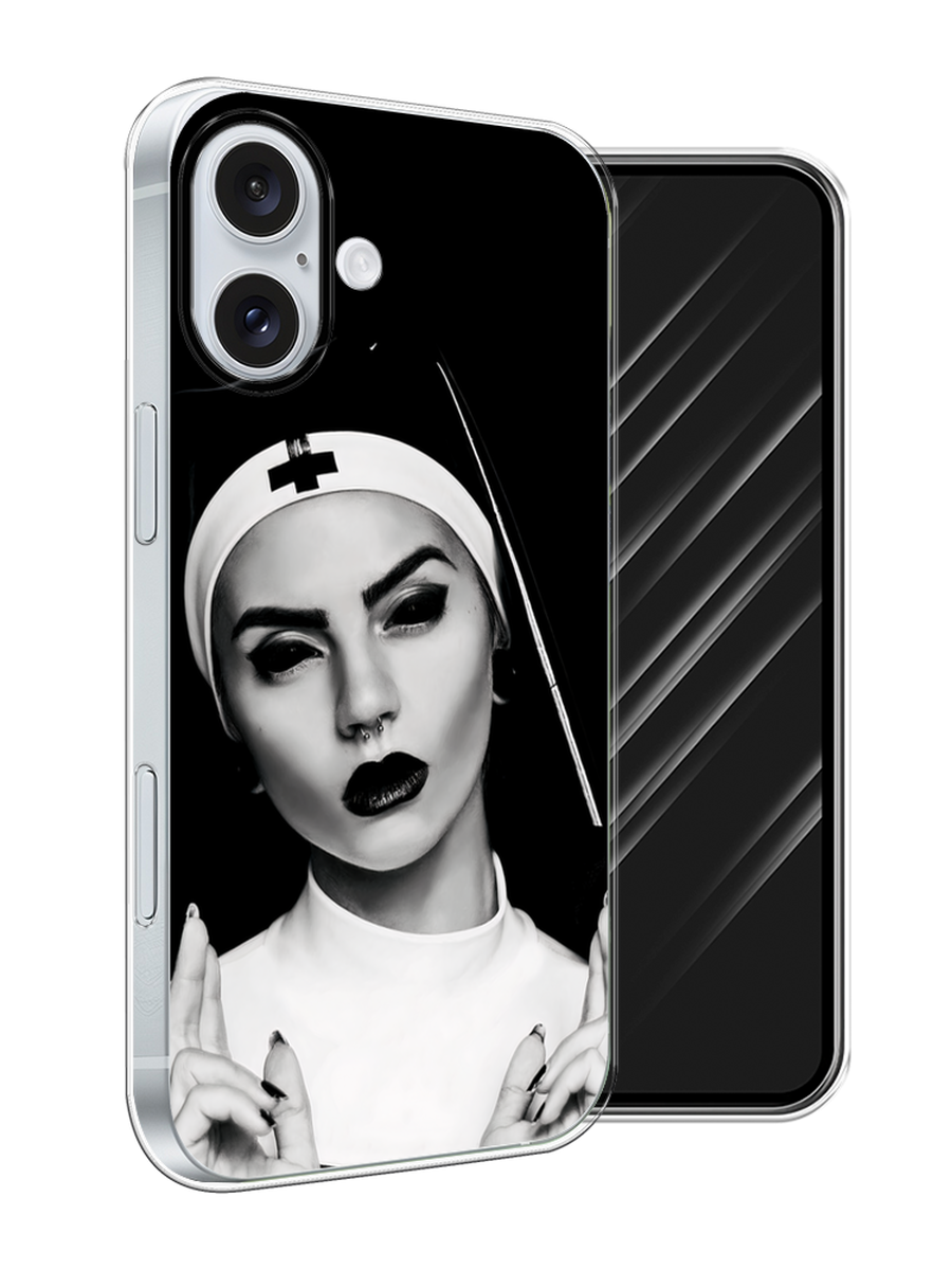 

Чехол Awog на Apple iPhone 16 Plus "Черная монашка", Серый;черный, 16150-1