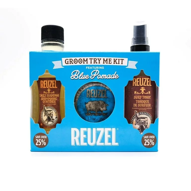 Набор Reuzel Groom Try Me Kit Blue Pomade помада 35 мл шампунь 100 мл спрей 100 мл 3937₽