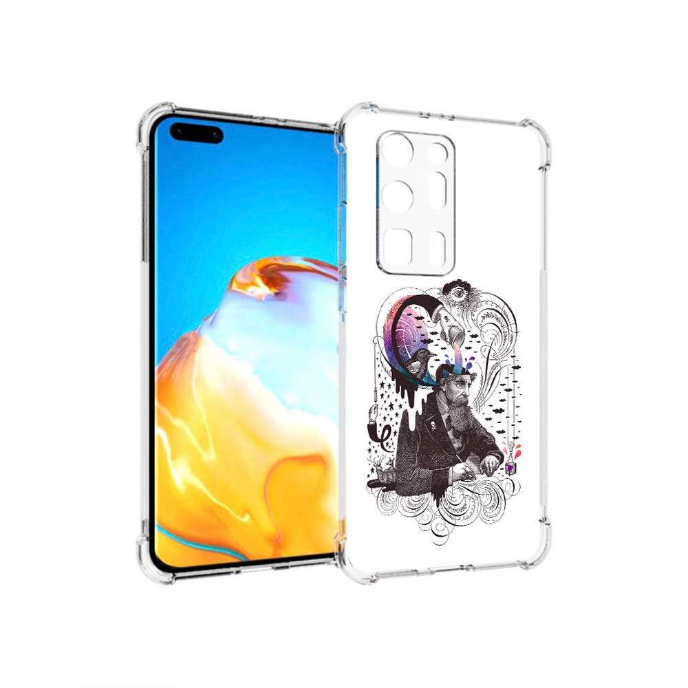 

Чехол MyPads Tocco для Huawei P40 Pro+ абстракция думающий мужчина, Прозрачный, Tocco