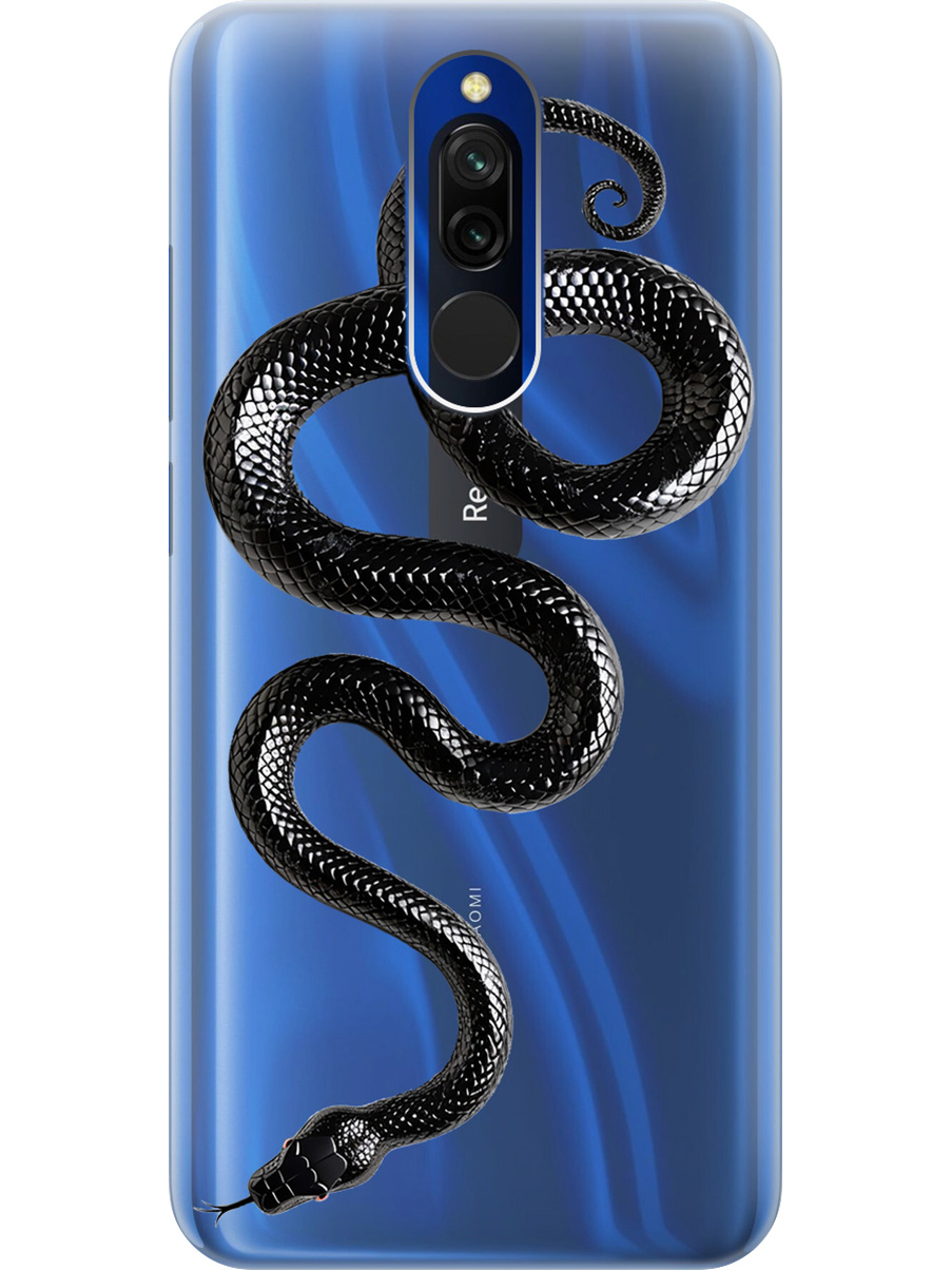 

Силиконовый чехол на Xiaomi Redmi 8 с принтом "Черная мамба", Прозрачный;черный, 722204513