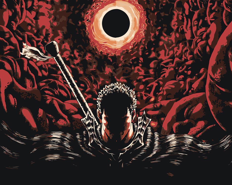

Картина по номерам Цветное Берсерк Berserk манга аниме: Гатс 40x50