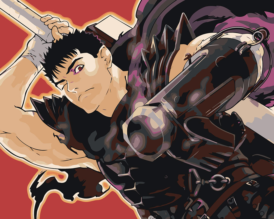 

Картина по номерам Цветное Берсерк Berserk манга аниме: Гатс арт