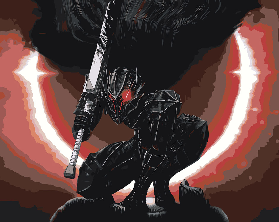 

Картина по номерам Цветное Берсерк Berserk манга аниме: Гатс броня