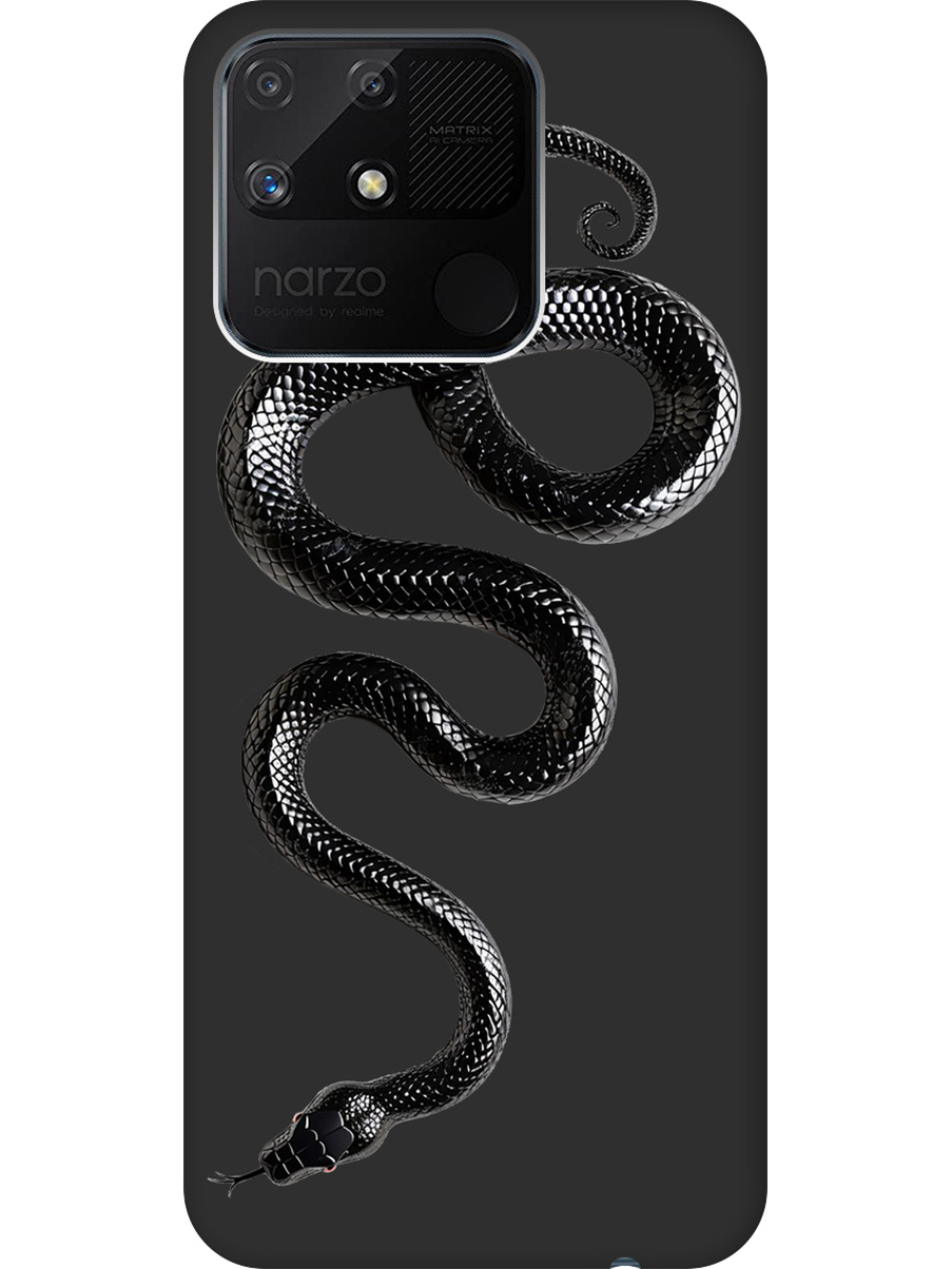 

Силиконовый чехол на Realme narzo 50A с принтом "Черная мамба" матовый черный, 740189913