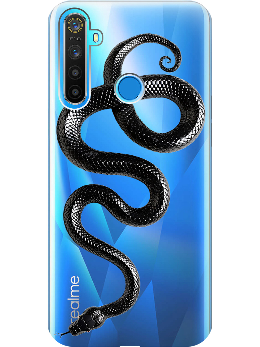 

Силиконовый чехол на realme 5 / 6i / C3 с принтом "Черная мамба", 726149613