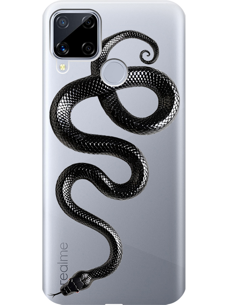 

Силиконовый чехол на realme C15 / C25 с принтом "Черная мамба", Прозрачный;черный, 726149813