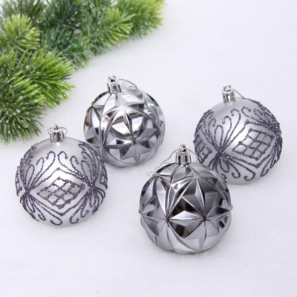 Шар на ель Серпантин Симфония леса 201-3700 4 шт. серый