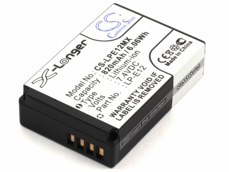 

Аккумулятор для Canon EOS 100D, EOS M (LP-E12) 820mAh, CS-LPE12MXLP-E12