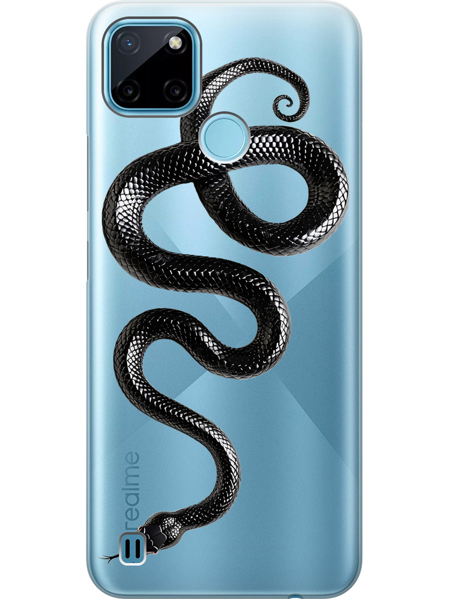 

Силиконовый чехол на Realme C21Y с принтом "Черная мамба", Прозрачный;черный, 735001113