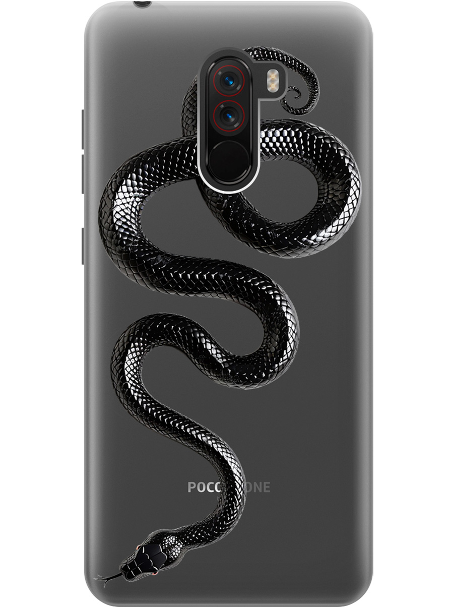 

Силиконовый чехол на Xiaomi Pocophone F1 с принтом "Черная мамба", Прозрачный;черный, 719373313