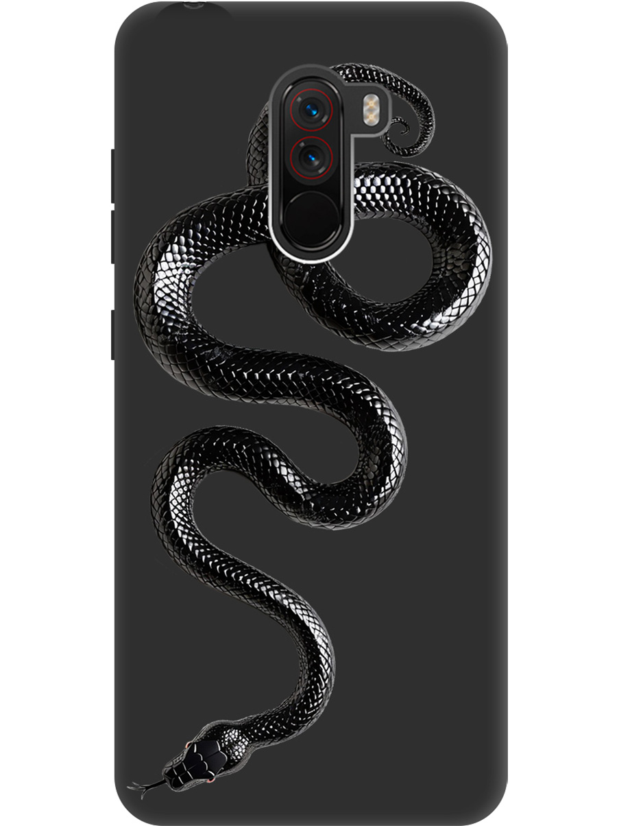 

Силиконовый чехол на Xiaomi Pocophone F1 с принтом "Черная мамба" матовый черный, 719373313