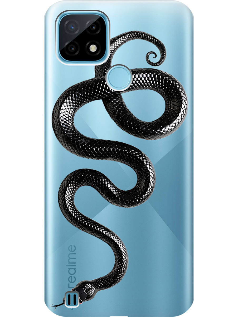 

Силиконовый чехол на realme C21 с принтом "Черная мамба", Прозрачный;черный, 726147513