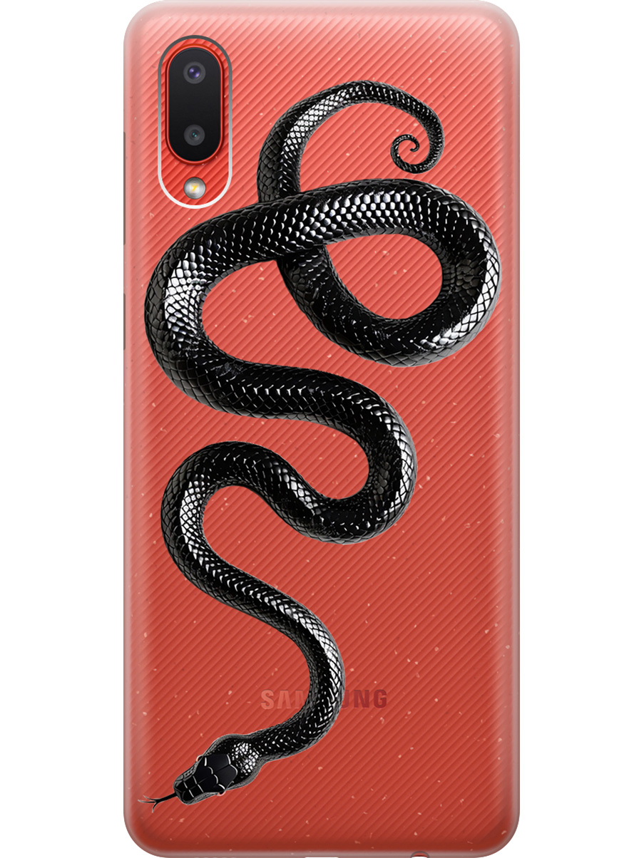 

Силиконовый чехол на Samsung Galaxy A02 с принтом "Черная мамба", Прозрачный;черный, 724352113