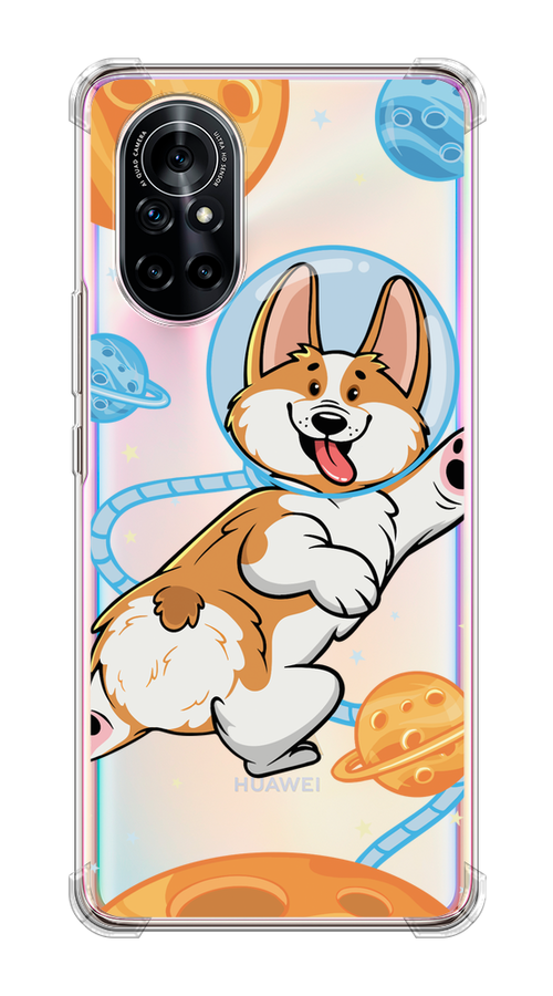 

Чехол на Honor V40 Lite "Корги-космонавт", Голубой;бежевый;белый, 6105150-1