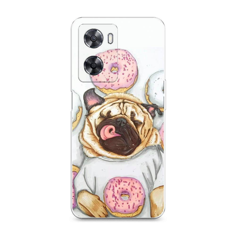 

Чехол на Oppo A57 4G "Счастливый мопс", Розовый;бежевый;коричневый, 2511850-1