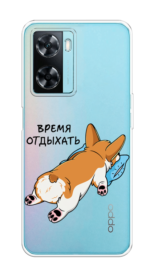 

Чехол на Oppo A57 4G "Корги отдыхает", Черный;коричневый;голубой, 2511550-1