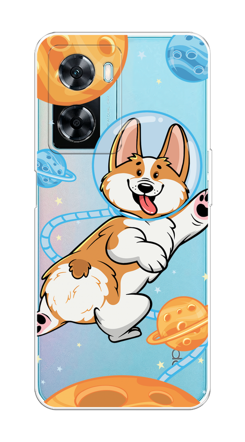 

Чехол на Oppo A57 4G "Корги-космонавт", Голубой;бежевый;белый, 2511550-1