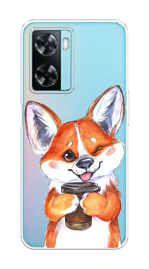 

Чехол на Oppo A57 4G "Корги с кофе", Оранжевый;белый, 2511550-4