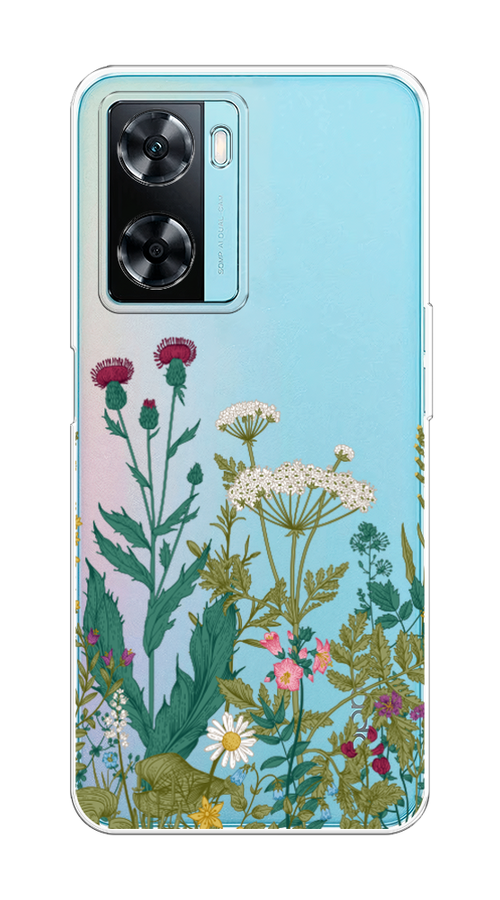 

Чехол на Oppo A57 4G "Дикие полевые цветы", Зеленый;розовый;белый, 2511550-2