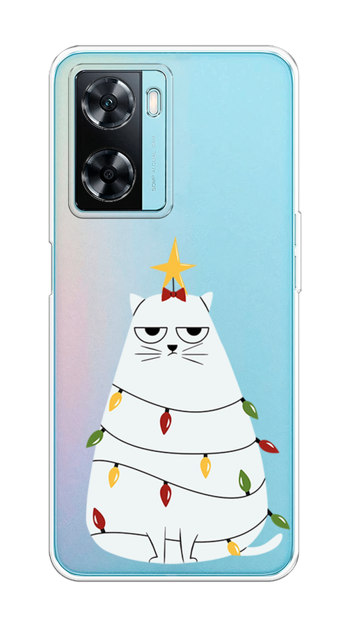 

Чехол на Oppo A57 4G "Котик в гирлянде", Белый;красный;желтый, 2511550-1