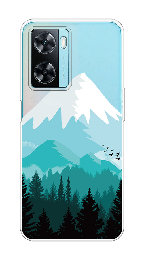 

Чехол на Oppo A57 4G "Синяя снежная гора", Белый;голубой, 2511550-2