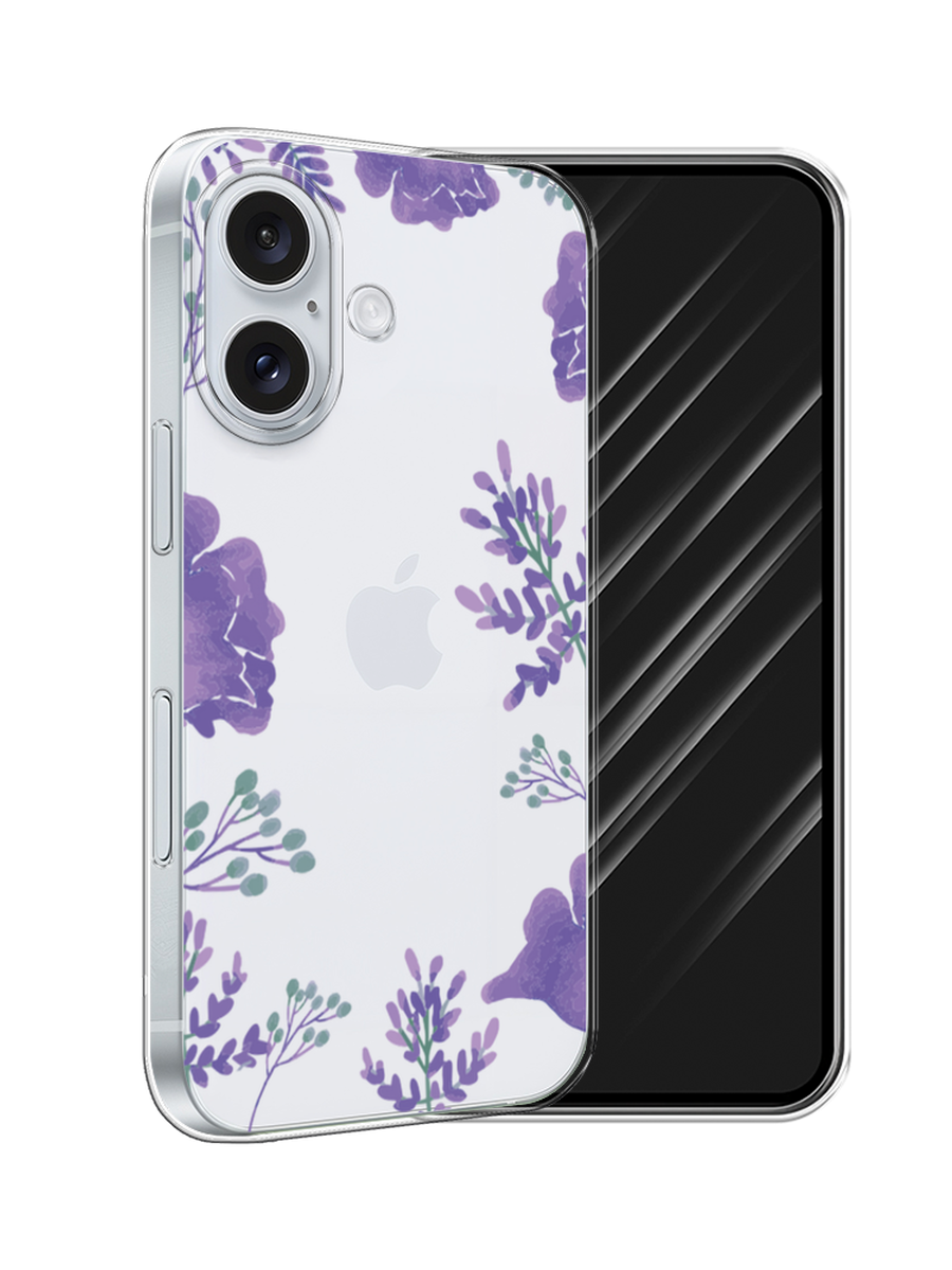 

Чехол Awog на Apple iPhone 16 "Сиреневая цветочная рамка", Прозрачный;фиолетовый, 16050-1