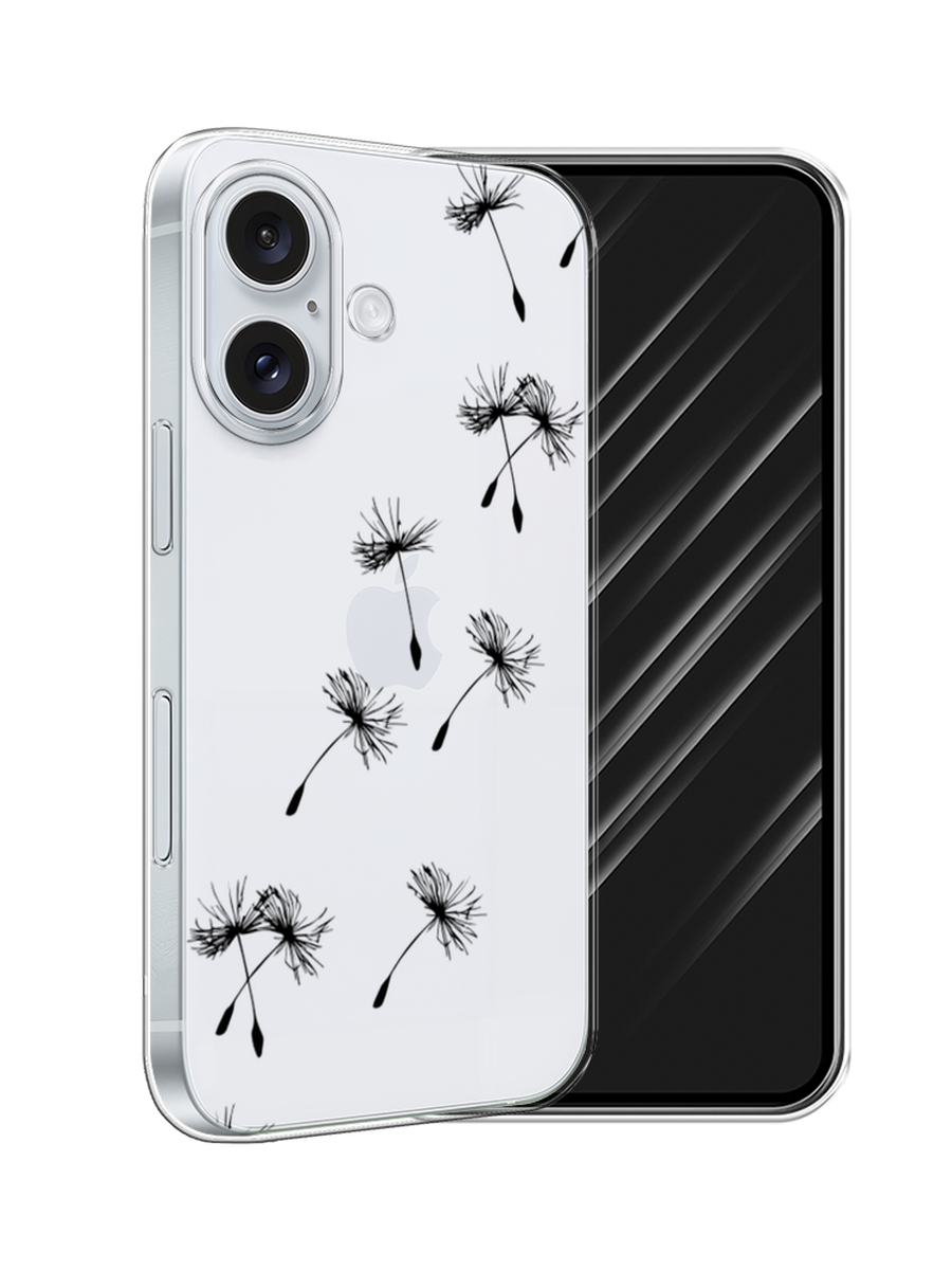 

Чехол Awog на Apple iPhone 16 "Летящие одуванчики", Черный, 16050-1