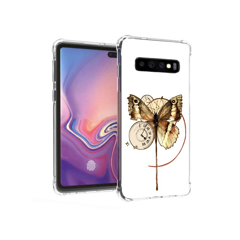 Чехол MyPads Tocco для Samsung Galaxy S10+ старинные часы с бабочкой (PT125670.500.622)