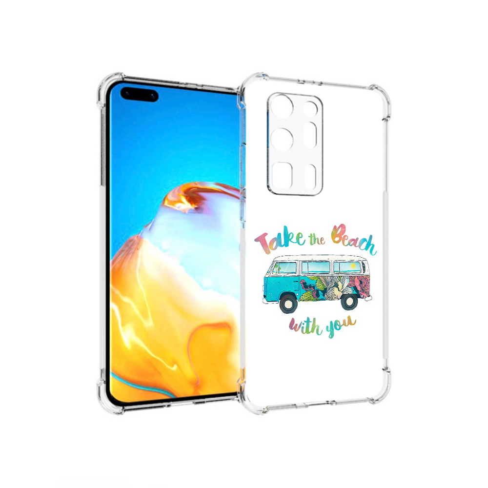 

Чехол MyPads Tocco для Huawei P40 Pro+ Хиппи автобус, Прозрачный, Tocco