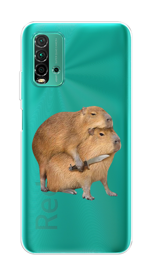 

Чехол на Xiaomi Redmi 9T "Капибара с ножом", Бежевый, 39850-1
