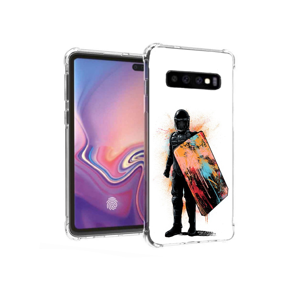 

Чехол MyPads Tocco для Samsung Galaxy S10+ солдат с красочным щитом (PT125670.500.614), Прозрачный, Tocco