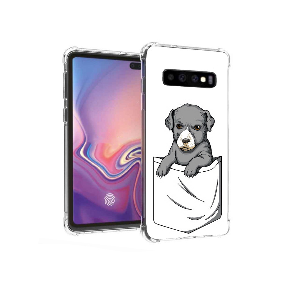 

Чехол MyPads Tocco для Samsung Galaxy S10+ собачка в кармане (PT125670.500.611), Прозрачный, Tocco