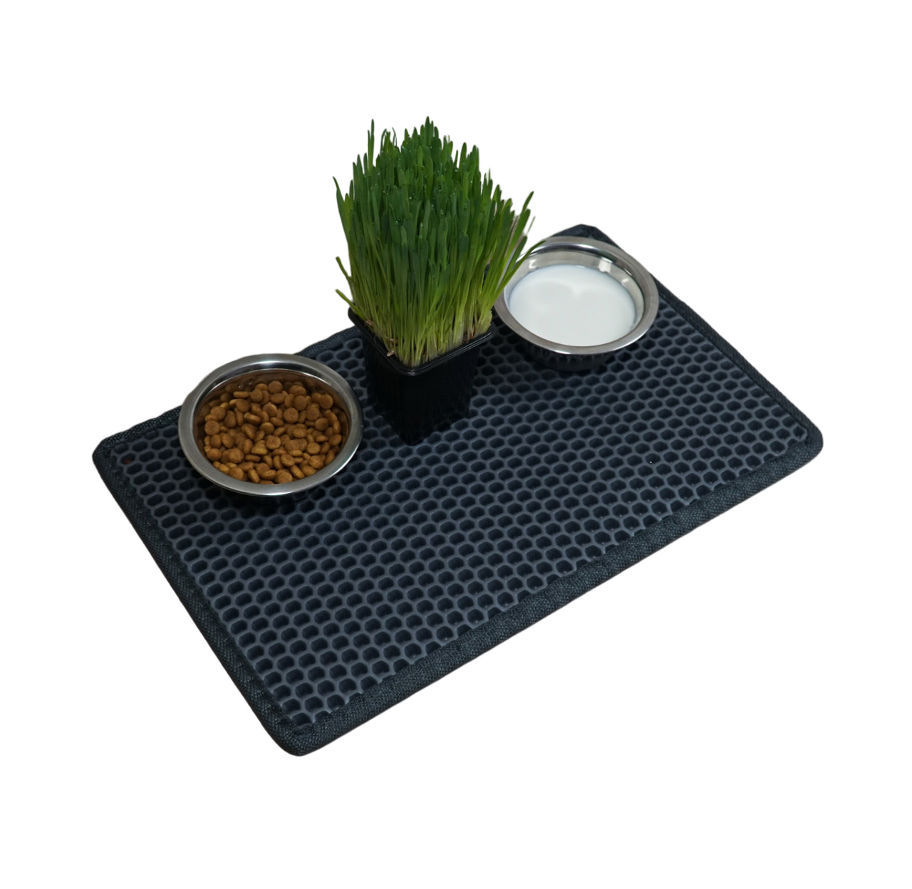 Коврик под миску для животных Carstar, серый, с окантовкой, ЭВА, 25 x 40 см