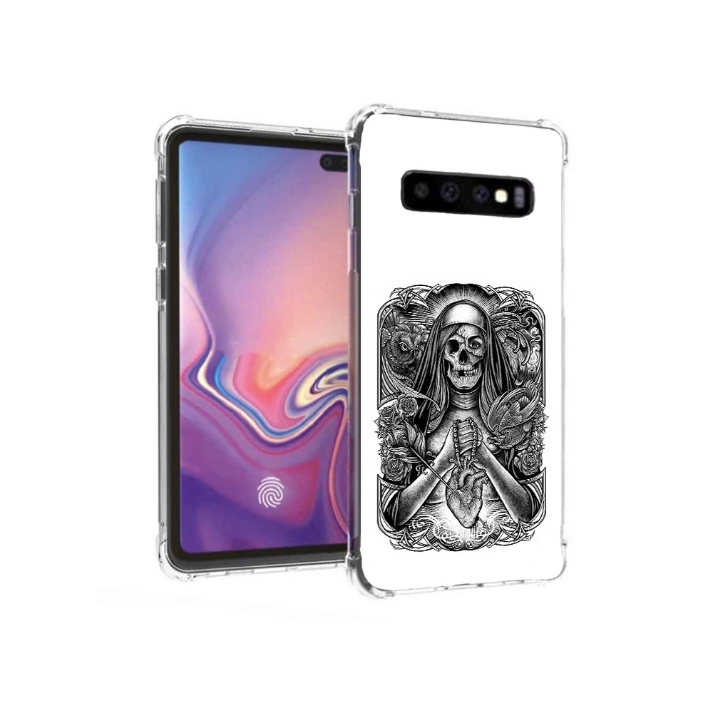 

Чехол MyPads Tocco для Samsung Galaxy S10+ скелет с сердцем (PT125670.500.603), Прозрачный, Tocco